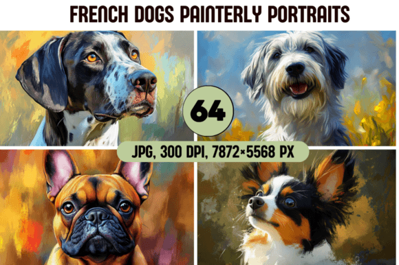 Download French Dogs Painterly Portraits - Dogs Collection