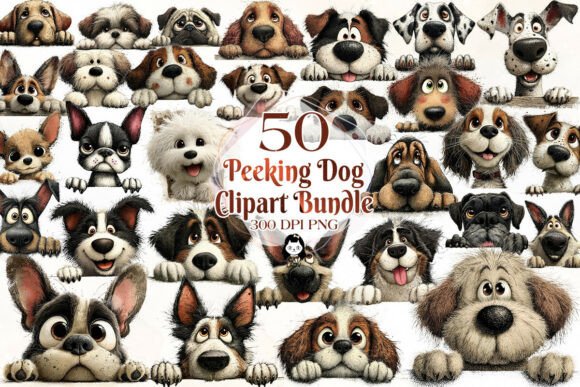 Download 50 Breeds of Peeking Dogs New Clipart P1 - Dogs Collection