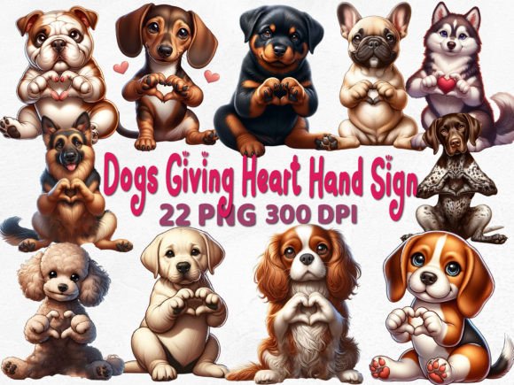 Download Dogs Giving Heart Hand Sign Sublimation - Dogs Collection