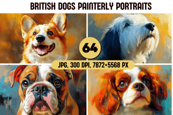 Download British Dogs Painterly Portraits - Dogs Collection